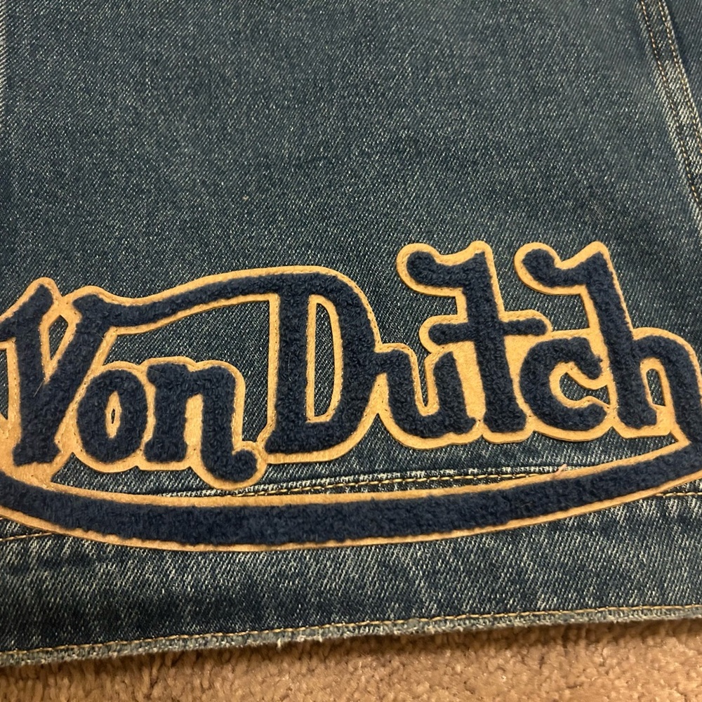 Von Dutch Blue Denim Jean Jacket with Wing & Logo Patches - Picture 6 of 7
